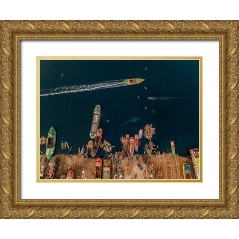 Dockyard Gold Ornate Wood Framed Art Print with Double Matting by Alam Khan, Rakibul