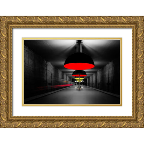 Der Letzte Macht Das Licht Aus! Gold Ornate Wood Framed Art Print with Double Matting by Dauer, Andy