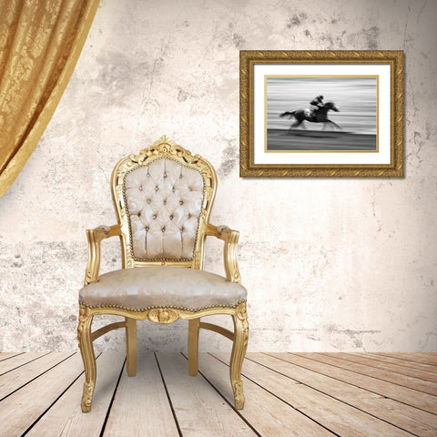 Horse Racing 5 Gold Ornate Wood Framed Art Print with Double Matting by Zhou, Steven