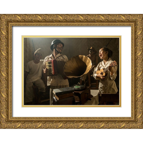 Singing Gold Ornate Wood Framed Art Print with Double Matting by Fifi, Magdalena