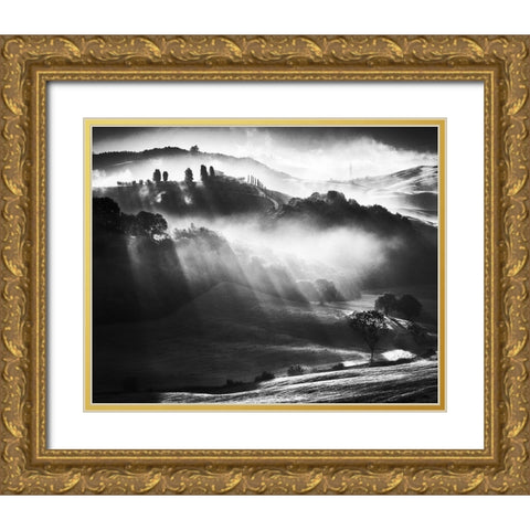 Sunrise Gold Ornate Wood Framed Art Print with Double Matting by Prioteasa, Sebastian