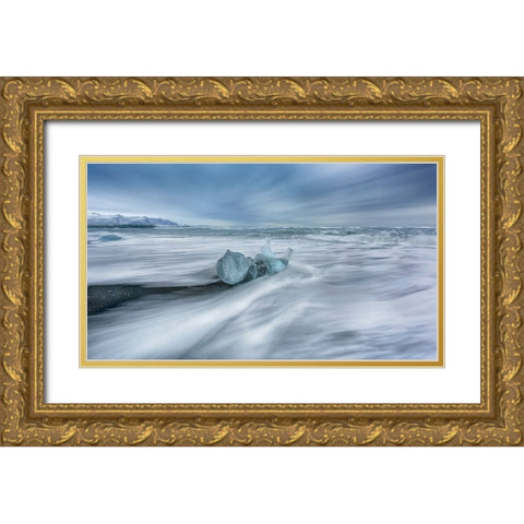 The Baby Falling Down The Sea Gold Ornate Wood Framed Art Print with Double Matting by Zhen Yu, James