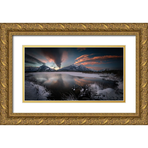 Waking Up...... Gold Ornate Wood Framed Art Print with Double Matting by Li, Bing