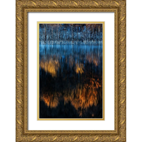 Cuejdel lake Gold Ornate Wood Framed Art Print with Double Matting by Mirica, Dan