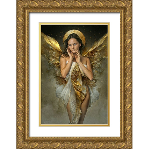 Goldenangel Gold Ornate Wood Framed Art Print with Double Matting by Egger, Marcel