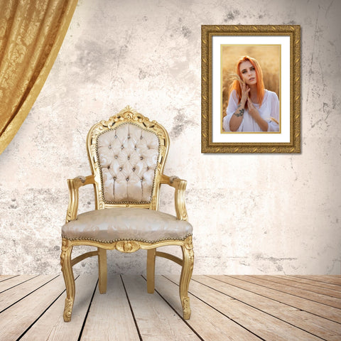 Darina Gold Ornate Wood Framed Art Print with Double Matting by Bogdan R, Mihai
