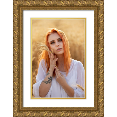 Darina Gold Ornate Wood Framed Art Print with Double Matting by Bogdan R, Mihai
