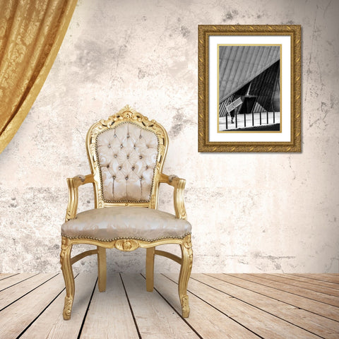 Man With A Ladder. Gold Ornate Wood Framed Art Print with Double Matting by Niemiec, Anna