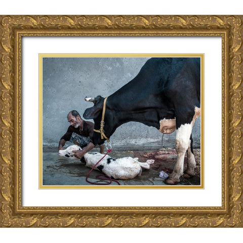 Welcome To The Cruel World Gold Ornate Wood Framed Art Print with Double Matting by Bahmani, Mitra