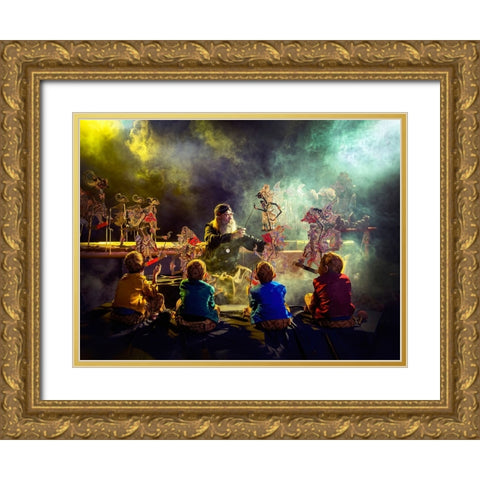Wayang Kulit Master Gold Ornate Wood Framed Art Print with Double Matting by Bunjamin (Abe), Antonyus