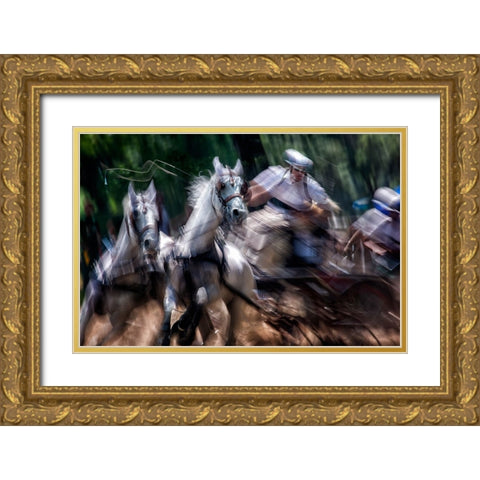 Hors Marathon Gold Ornate Wood Framed Art Print with Double Matting by Malovrh, Milan