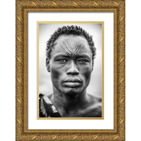 The Face Of The Mundari Gold Ornate Wood Framed Art Print with Double Matting by Cole, Trevor