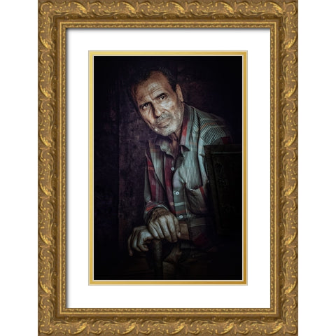 Portrait Gold Ornate Wood Framed Art Print with Double Matting by Elsharma, Yasmin