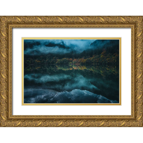 Silence Gold Ornate Wood Framed Art Print with Double Matting by Hiromichi