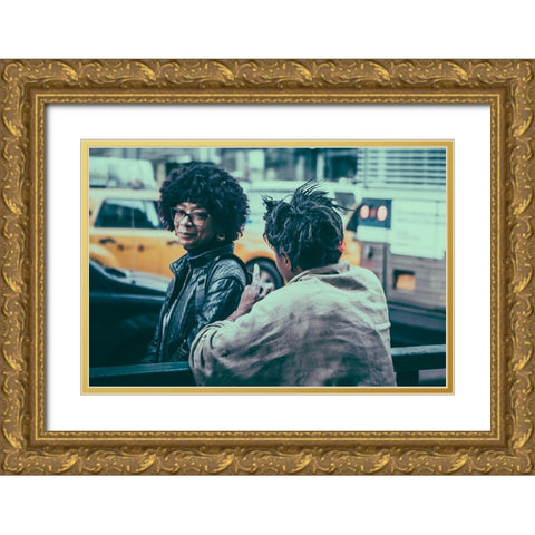 Listening Gold Ornate Wood Framed Art Print with Double Matting by Runningdog5000