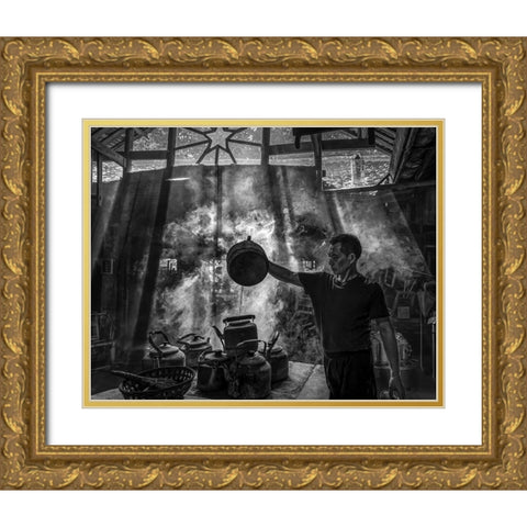 The Old Teahouse Gold Ornate Wood Framed Art Print with Double Matting by Yu Wu, Irene