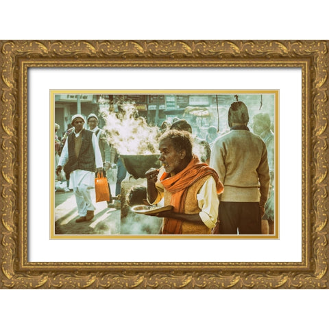 Free Food For All Gold Ornate Wood Framed Art Print with Double Matting by Ratnayake, Samara