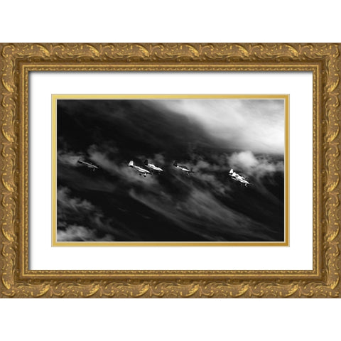 Flight On The Way Gold Ornate Wood Framed Art Print with Double Matting by Wicklow, Jorgen