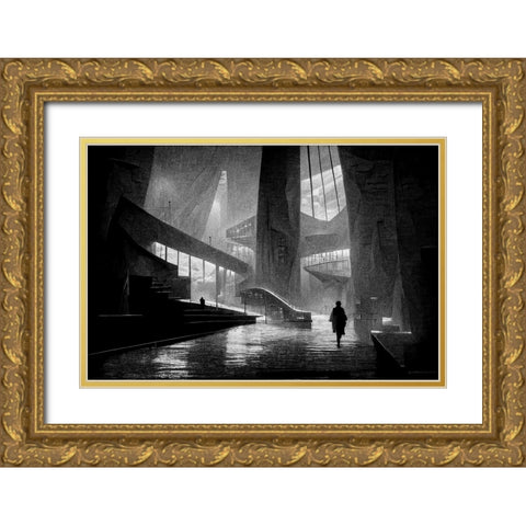 Walking Gold Ornate Wood Framed Art Print with Double Matting by Stalmans, Luc