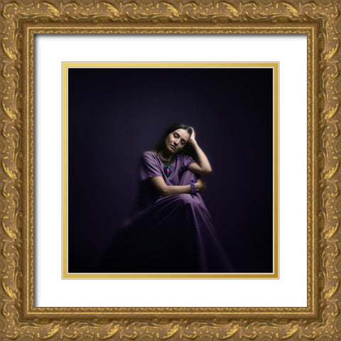 Persian Girl Gold Ornate Wood Framed Art Print with Double Matting by Hasheminasab, Moein
