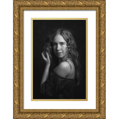 Corina Gold Ornate Wood Framed Art Print with Double Matting by Franke, Ruth