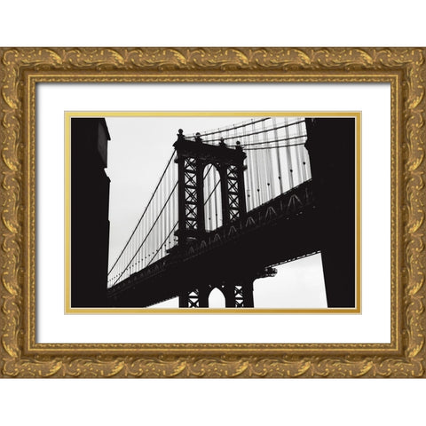 Manhattan Bridge Gold Ornate Wood Framed Art Print with Double Matting by Martin, Rikard