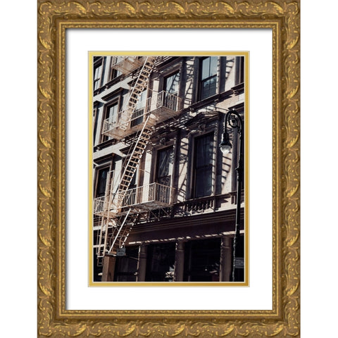 New York City Fire Escapes 03 Gold Ornate Wood Framed Art Print with Double Matting by Martin, Rikard