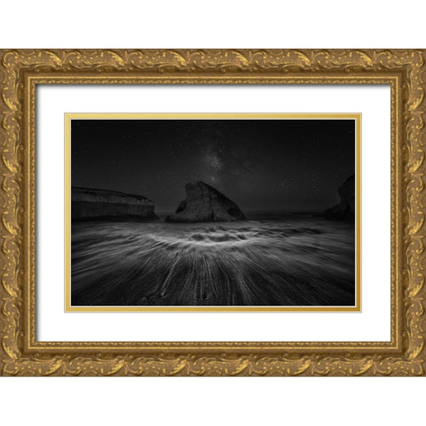 Shark Fin Cove And The Wbb Gold Ornate Wood Framed Art Print with Double Matting by Zeng, Jiahong