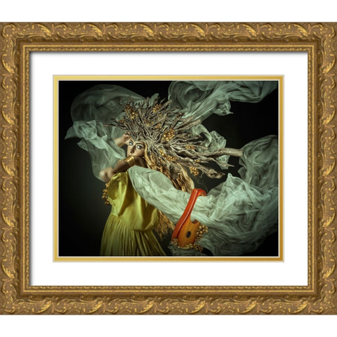 Afrodita III Gold Ornate Wood Framed Art Print with Double Matting by Calderon, Francis
