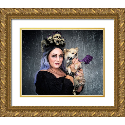 Beware Of The Dragon Gold Ornate Wood Framed Art Print with Double Matting by Springgay, Daniel