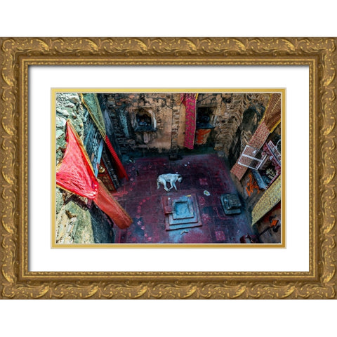 In A Small Indian Temple Gold Ornate Wood Framed Art Print with Double Matting by Damico, Giuseppe