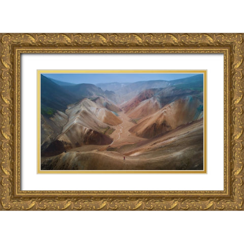 Valley Of Painted Hills Gold Ornate Wood Framed Art Print with Double Matting by De La, Javier