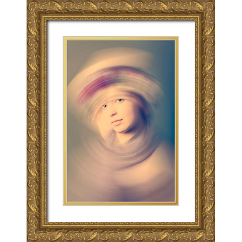 Swirl With Me Gold Ornate Wood Framed Art Print with Double Matting by Kiral, Cicek