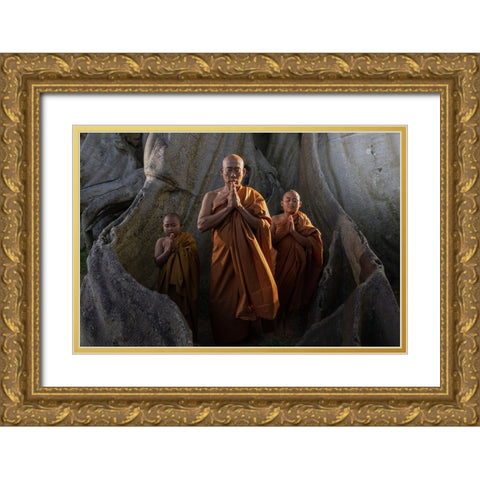 Prayer Together Gold Ornate Wood Framed Art Print with Double Matting by Fifi, Magdalena