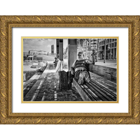 Tel AvIV Gold Ornate Wood Framed Art Print with Double Matting by Parush, Zvika