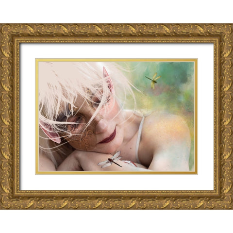 Sen Elfa... Gold Ornate Wood Framed Art Print with Double Matting by Calkosinska-Kajzer, Ewa