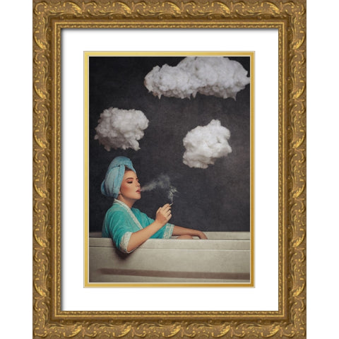 Smoke Out Gold Ornate Wood Framed Art Print with Double Matting by Abdillah, Djayent