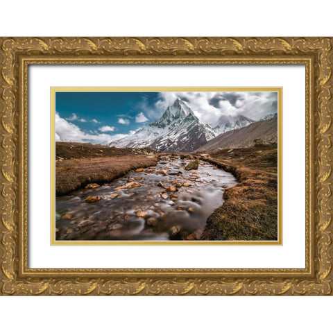 Mt. Shibling Gold Ornate Wood Framed Art Print with Double Matting by Patra, Suvankar