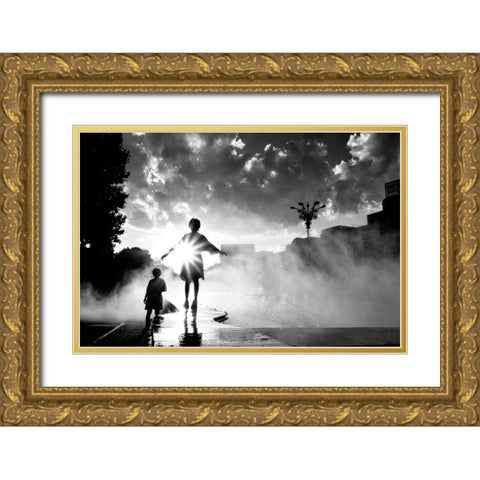 I Play With The Sun Gold Ornate Wood Framed Art Print with Double Matting by Dinca, Silvia