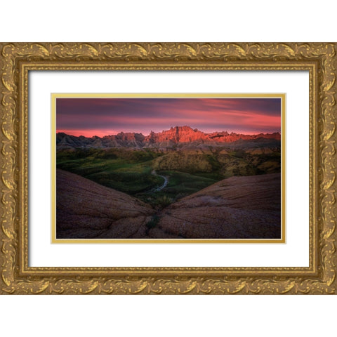 Charming Badlands Gold Ornate Wood Framed Art Print with Double Matting by P., Ruiqing