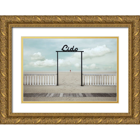 Lido Gold Ornate Wood Framed Art Print with Double Matting by Claes, Gilbert