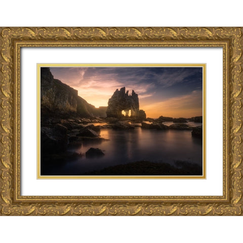 The Mask Gold Ornate Wood Framed Art Print with Double Matting by Mathur, Sandeep