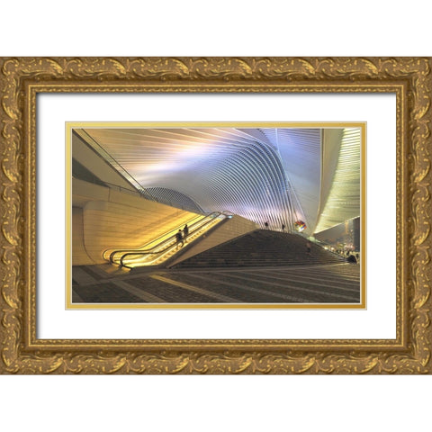 Station Luik ,Werk Van Calatrava Gold Ornate Wood Framed Art Print with Double Matting by Agterhof, Piet