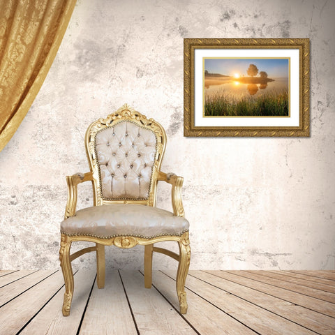 Untitled Gold Ornate Wood Framed Art Print with Double Matting by Keller