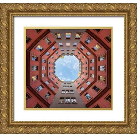 Palazzo Ottagonale Gold Ornate Wood Framed Art Print with Double Matting by Figueras, Antoni