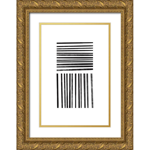 Calming Lines No 1 Gold Ornate Wood Framed Art Print with Double Matting by uplusmestudio