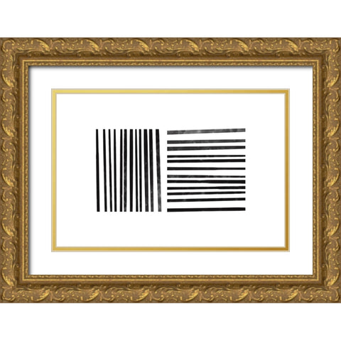Calming Lines No 1 Gold Ornate Wood Framed Art Print with Double Matting by uplusmestudio