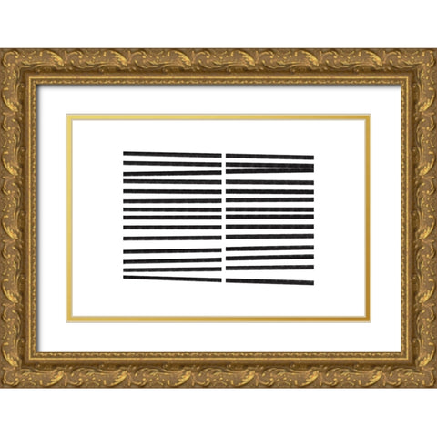 Calming Lines No 2 Gold Ornate Wood Framed Art Print with Double Matting by uplusmestudio