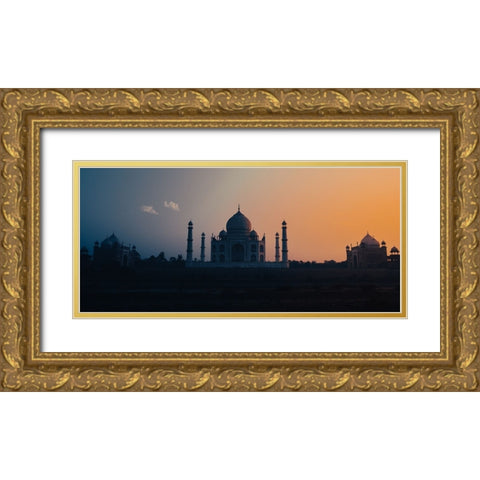 Sunset at Taj Gold Ornate Wood Framed Art Print with Double Matting by Sharma, Abhinav