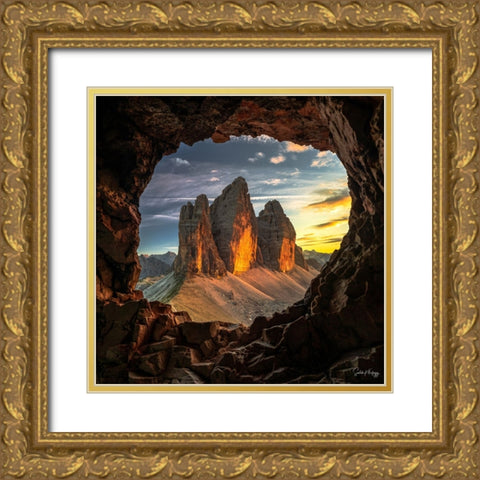 Window of Beautiful Sunset Gold Ornate Wood Framed Art Print with Double Matting by Khafagy, Sadek